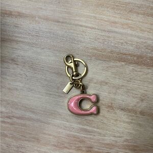 Coach Pink and Gold Monogram Key Holder